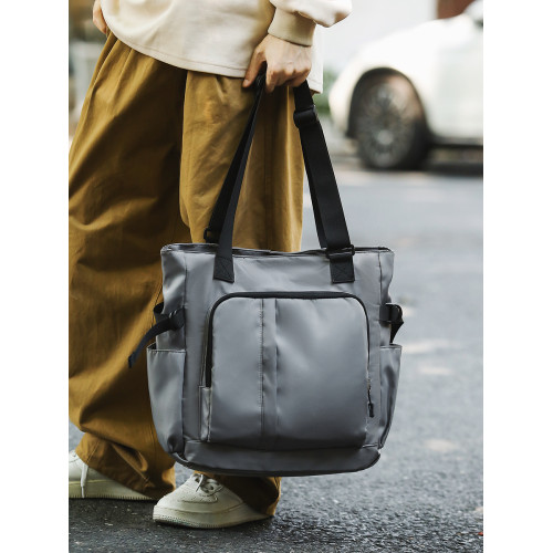 單肩包男潮牌機能通勤托特包大容量手提健身包乾濕分離學生補課包