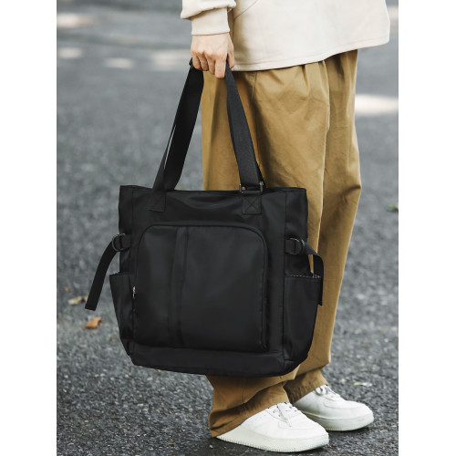 單肩包男潮牌機能通勤托特包大容量手提健身包乾濕分離學生補課包