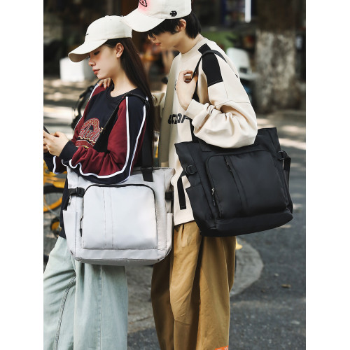 單肩包男潮牌機能通勤托特包大容量手提健身包乾濕分離學生補課包