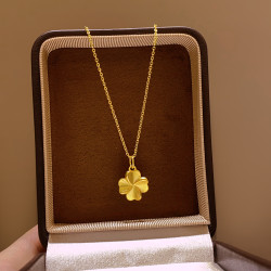 沙金四葉草項鍊女2026新款鎖骨鍊高級感氣質輕奢小衆毛衣鏈配飾品