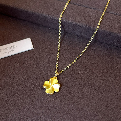 沙金四葉草項鍊女2026新款鎖骨鍊高級感氣質輕奢小衆毛衣鏈配飾品