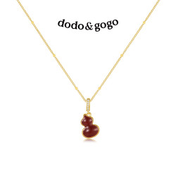 DODOGOGO雙面葫蘆項鍊女款輕奢小衆鎖骨鍊紅色毛衣鏈吊墜高級配飾