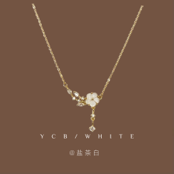 「昭和梔子花」輕奢氣質百搭花朵項鍊小衆設計感精緻鎖骨鍊頸鏈