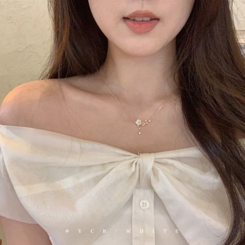 「昭和梔子花」輕奢氣質百搭花朵項鍊小衆設計感精緻鎖骨鍊頸鏈 「昭和梔子花」輕奢氣質百搭花朵項鍊小衆設計感精緻鎖骨鍊頸鏈