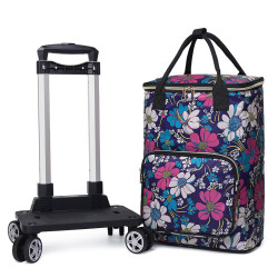 買菜拉桿車家用折曡購物小拉車牛津紡手提大容量買保溫包省力
