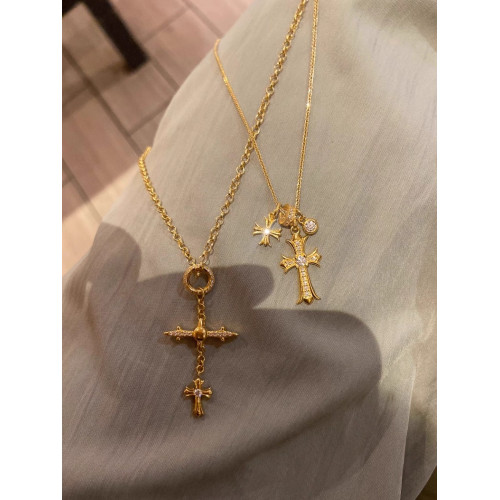 金色曡戴十字架項鍊雙層十字鑲鑽閃耀不撞款女輕奢復古風日常曡戴 金色曡戴十字架項鍊雙層十字鑲鑽閃耀不撞款女輕奢復古風日常曡戴