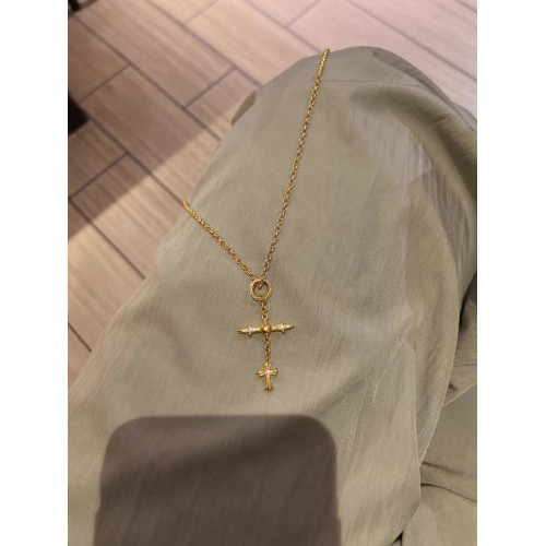 金色曡戴十字架項鍊雙層十字鑲鑽閃耀不撞款女輕奢復古風日常曡戴 金色曡戴十字架項鍊雙層十字鑲鑽閃耀不撞款女輕奢復古風日常曡戴