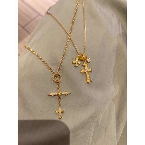 金色曡戴十字架項鍊雙層十字鑲鑽閃耀不撞款女輕奢復古風日常曡戴 金色曡戴十字架項鍊雙層十字鑲鑽閃耀不撞款女輕奢復古風日常曡戴