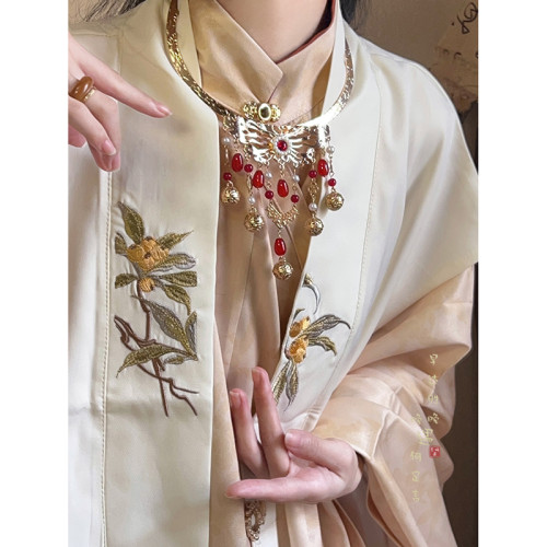 ［喜樂］古風平安鎖瓔珞背雲流蘇項鍊女新中式明製漢服項圈配飾品