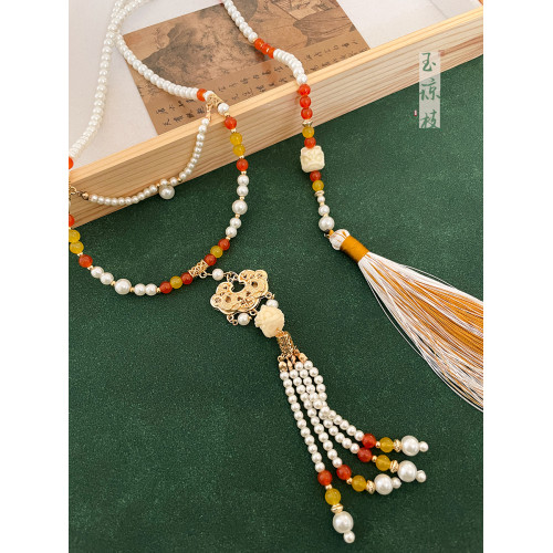 「國潮醒獅」馬面裙瓔珞背雲流蘇串珠項鍊古風新中式國風漢服配飾 「國潮醒獅」馬面裙瓔珞背雲流蘇串珠項鍊古風新中式國風漢服配飾