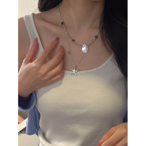 十裡間【星軌】百搭少女小清新淡水珍珠五角星海星項鍊曡戴毛衣鏈 十裡間【星軌】百搭少女小清新淡水珍珠五角星海星項鍊曡戴毛衣鏈