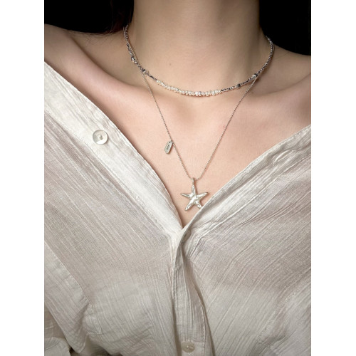 十裡間【星軌】百搭少女小清新淡水珍珠五角星海星項鍊曡戴毛衣鏈 十裡間【星軌】百搭少女小清新淡水珍珠五角星海星項鍊曡戴毛衣鏈