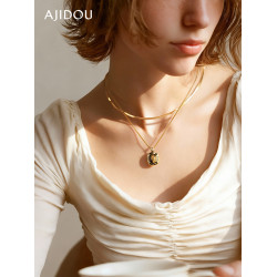 AJIDOU阿吉豆項鍊女美拉德飾品新年虎眼石蛇骨鏈高級感輕奢毛衣鏈