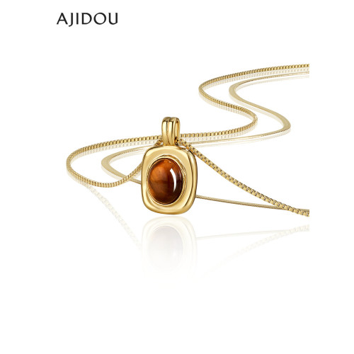 AJIDOU阿吉豆項鍊女美拉德飾品新年虎眼石蛇骨鏈高級感輕奢毛衣鏈 AJIDOU阿吉豆項鍊女美拉德飾品新年虎眼石蛇骨鏈高級感輕奢毛衣鏈