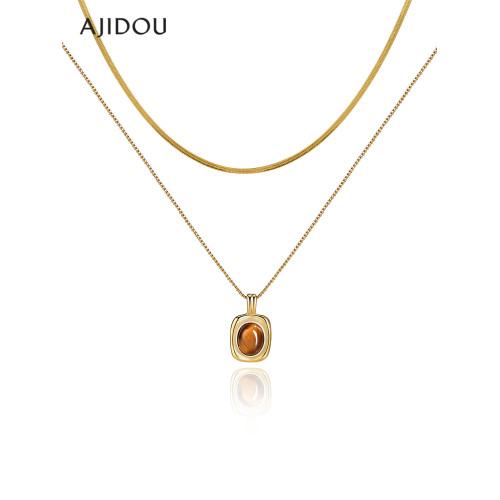 AJIDOU阿吉豆項鍊女美拉德飾品新年虎眼石蛇骨鏈高級感輕奢毛衣鏈 AJIDOU阿吉豆項鍊女美拉德飾品新年虎眼石蛇骨鏈高級感輕奢毛衣鏈