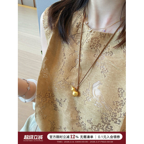 【超值福利款】韋雪 王嘉爾同款 繩子款金色葫蘆項鍊百搭毛衣鏈