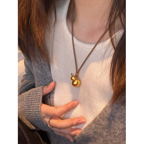 【超值福利款】韋雪 王嘉爾同款 繩子款金色葫蘆項鍊百搭毛衣鏈