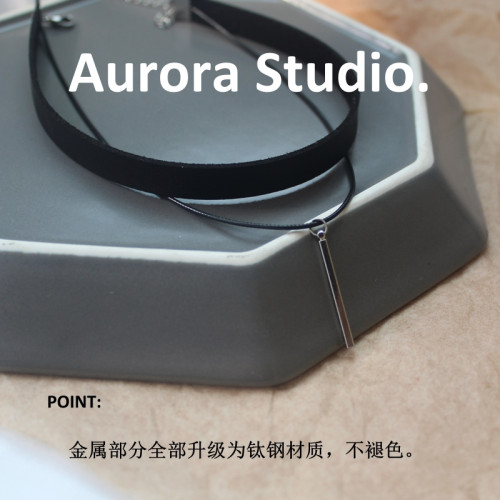 升級2.0 不褪色 I PU皮絨繩雙層choker黑色項圈女百搭簡約短頸帶