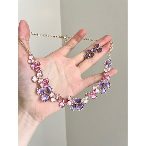 Vintage古著 Enameled three-leaf flowers套裝