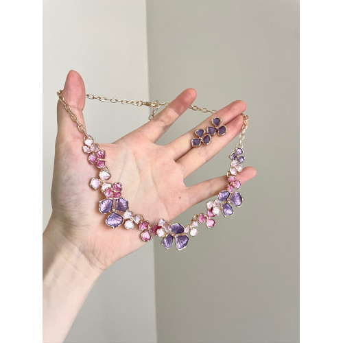 Vintage古著 Enameled three-leaf flowers套裝