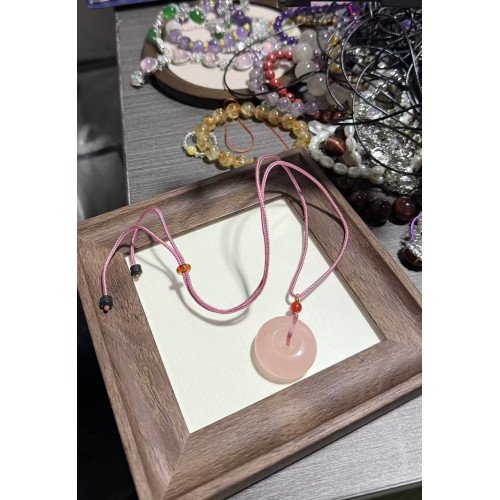 天然馬達加斯加實拍粉晶平安釦水晶項鍊女款鎖骨鍊簡約百搭3公分 天然馬達加斯加實拍粉晶平安釦水晶項鍊女款鎖骨鍊簡約百搭3公分