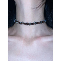 辣妹甜酷龐克裂紋皮帶項圈choker項鍊女小衆設計感金屬圈圈頸鏈