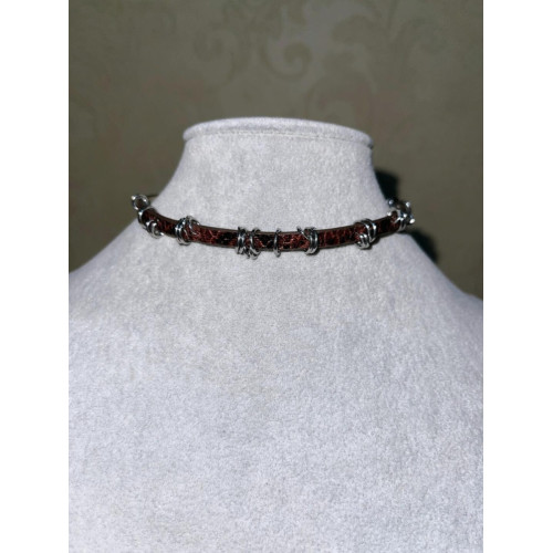 辣妹甜酷龐克裂紋皮帶項圈choker項鍊女小衆設計感金屬圈圈頸鏈