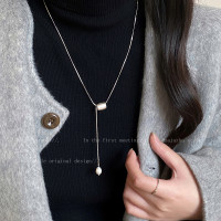 銀色拉絲愛心項鍊女大氣高檔高級感輕奢毛衣鏈秋冬長款不掉色配飾