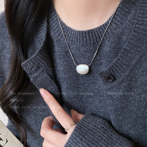 銀色拉絲愛心項鍊女大氣高檔高級感輕奢毛衣鏈秋冬長款不掉色配飾