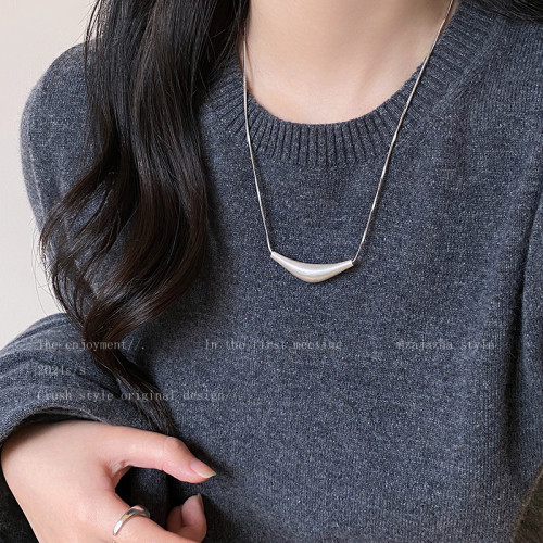 銀色拉絲愛心項鍊女大氣高檔高級感輕奢毛衣鏈秋冬長款不掉色配飾