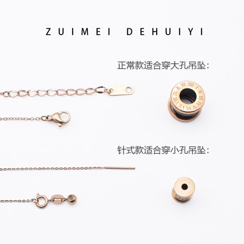 洗澡不用摘百搭素鏈項鍊女金鏈子細款可穿吊墜鈦鋼金色鎖骨鍊配飾 洗澡不用摘百搭素鏈項鍊女金鏈子細款可穿吊墜鈦鋼金色鎖骨鍊配飾