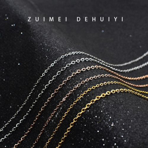 洗澡不用摘百搭素鏈項鍊女金鏈子細款可穿吊墜鈦鋼金色鎖骨鍊配飾 洗澡不用摘百搭素鏈項鍊女金鏈子細款可穿吊墜鈦鋼金色鎖骨鍊配飾