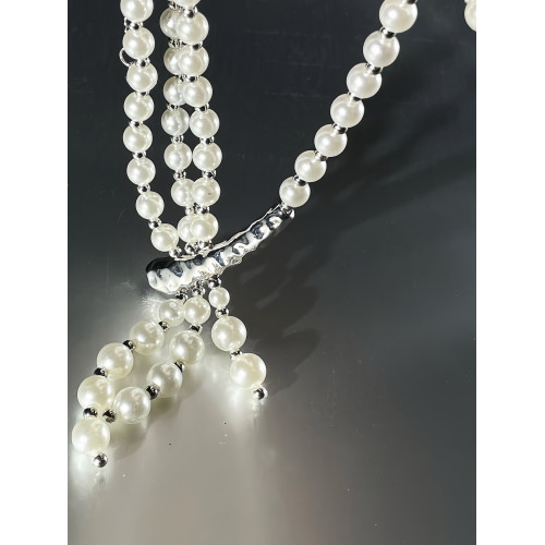 中古vintage風多層珍珠不對稱項鍊女2026年新款輕奢高級感毛衣鏈