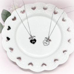 日系ins量産型復古vintage蝴蝶結愛心鎖骨鍊項鍊