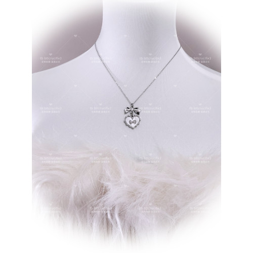 日系ins量産型復古vintage蝴蝶結愛心鎖骨鍊項鍊