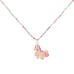 CANDY｜炫彩｜原創設計彩虹小馬串珠項鍊夏日多巴胺兒童可戴頸鏈