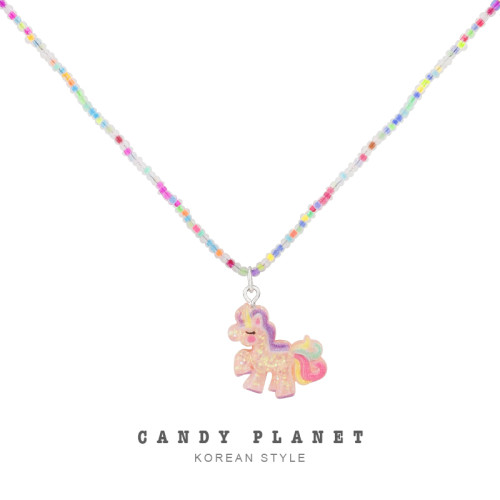 CANDY｜炫彩｜原創設計彩虹小馬串珠項鍊夏日多巴胺兒童可戴頸鏈