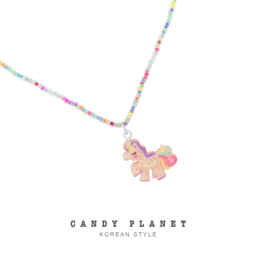 CANDY｜炫彩｜原創設計彩虹小馬串珠項鍊夏日多巴胺兒童可戴頸鏈