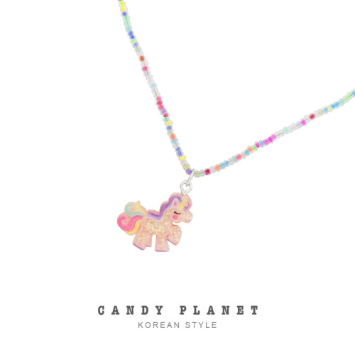 CANDY｜炫彩｜原創設計彩虹小馬串珠項鍊夏日多巴胺兒童可戴頸鏈
