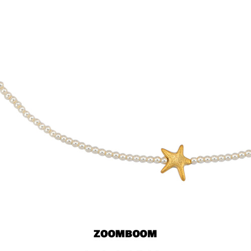 ZOOMBOOM 拉絲海星小米珠珍珠項鍊女氣質星星鎖骨鍊輕奢小衆簡約