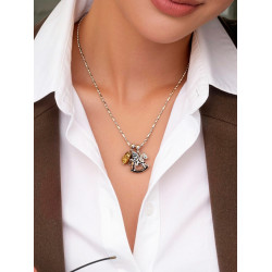 銀色生肖小木馬項鍊女款高級感輕奢小衆鎖骨毛衣鏈本命年長款配飾