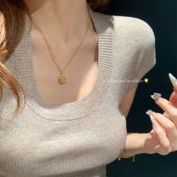 新中式古法沙金項鍊女輕奢高級感毛衣鏈長款頸鏈氣質鎖骨鍊配飾