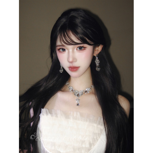 公主生日水滴項鍊耳環套裝輕奢千金晚禮服女新娘高級誇張小衆配飾 公主生日水滴項鍊耳環套裝輕奢千金晚禮服女新娘高級誇張小衆配飾