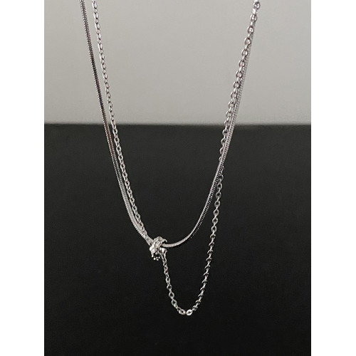 DOUDOUSTORE原創保色雙層花朵路路通小蠻腰項鍊女小衆百搭鎖骨鍊