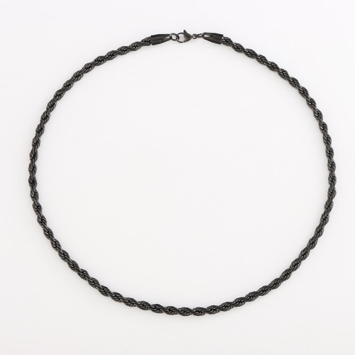 項鍊男潮高級感百搭簡約嘻哈小衆黑色麻花鏈素鏈配飾鎖骨鍊女飾品 項鍊男潮高級感百搭簡約嘻哈小衆黑色麻花鏈素鏈配飾鎖骨鍊女飾品