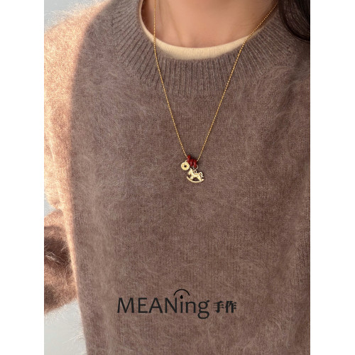 【馬年新品】碎冰冰小馬紅瑪瑙馬上有錢毛衣鏈新中式老錢風高級感