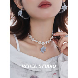 【王櫓傑同款】冰晶雪花珍珠項鍊女原創輕奢高級感秋冬精緻鎖骨鍊