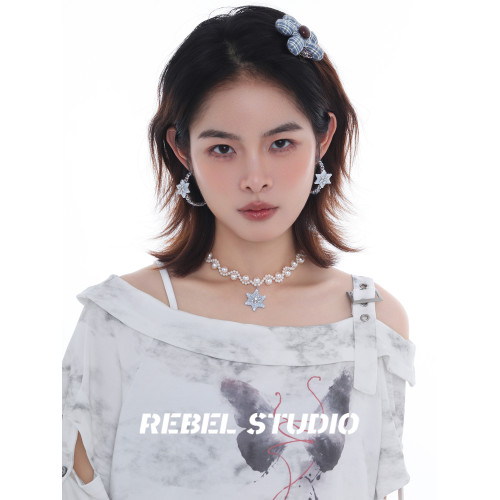 【王櫓傑同款】冰晶雪花珍珠項鍊女原創輕奢高級感秋冬精緻鎖骨鍊