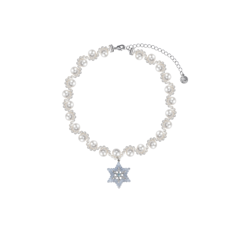 【王櫓傑同款】冰晶雪花珍珠項鍊女原創輕奢高級感秋冬精緻鎖骨鍊