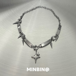 鉚釘項鍊金屬龐克風歐美亞文化辣妹choker頸鏈小衆冷淡風鎖骨鍊潮